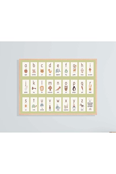 bestablo Πίνακας με πράσινα γράμματα με φυσικό ξύλινο πλαίσιο, Ξύλινος πίνακα...