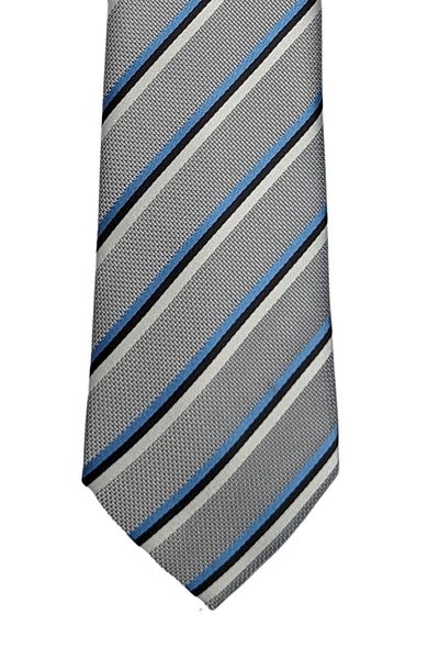 1001 Kravat Gray Slim Striped Tie