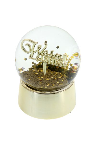 GiftExpress Large golden snow globe Warm Wishes