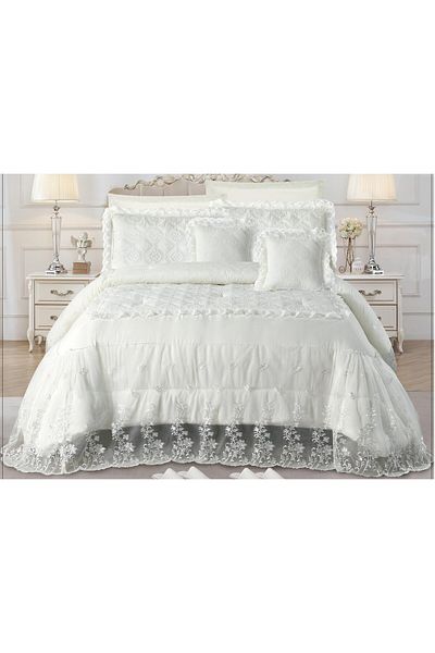 miral A luxurious royal bridal bedspread with a lace design to give you elegance and beauty, size 240*260 cm