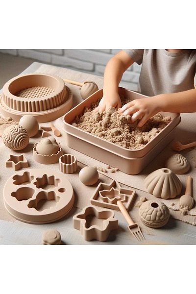 BuMeria Natural Kinetic Sand 1 kg |   Soft Textured Educational Play Sand That Enhances Creativity (with Mold Gift)