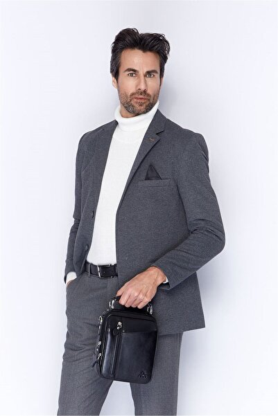 Aka Deri Plain Black - Leather Portfolio Bag 348