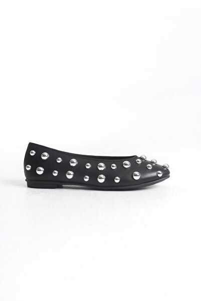 Redoxy Women's Special Design Metal Staple Studded Leather Babet Shoes