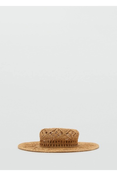 MANGO Woman Natural Fiber Hat with Openwork Details