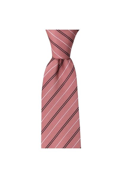 1001 Kravat Salmon Colored Striped 8 cm Wide Tie with Handkerchief