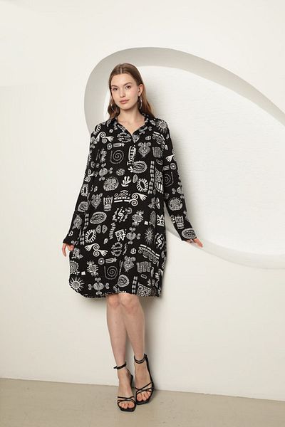 BRAXELL Patterned Shirt Dress