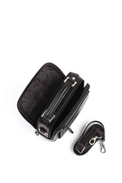 Aka Deri Black Crocodile Patterned - Leather Portfolio Bag 395