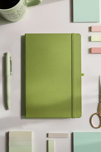 inkglo Green Line Notebook Hard Cover Undated Agenda Notepad 13X21 cm