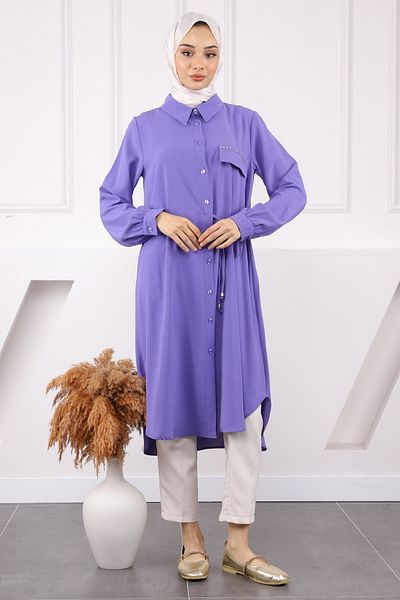 İmajButik Lilac Side Tie Linda Tunic