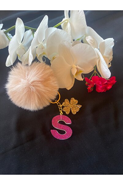 Bellinzona Breloc cu litera S, cu sclipici mov, accesoriu pentru geantă [cu o...