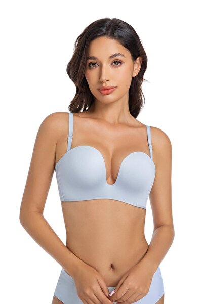 Bernato Laser Cut Seamless Gathering Women's Bra, Deep Low-Cut, Breathable Everyday Laser Bra