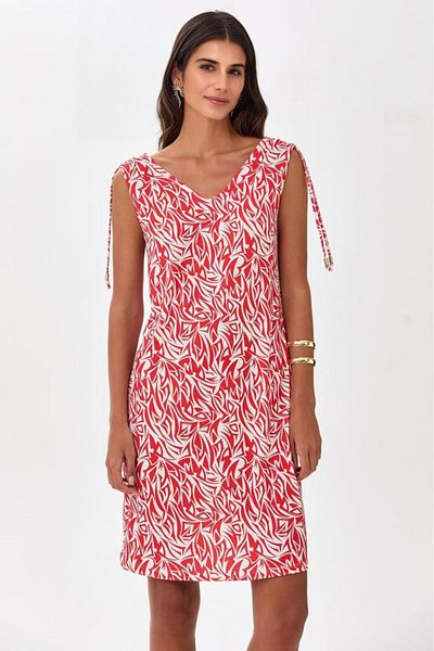 İKİLER Shirred Shoulder Lace up Sleeveless Dress 025-2512