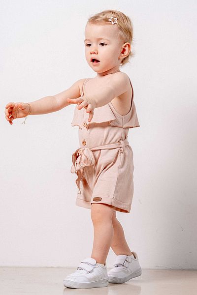 bombe Baby Kids Powder Cotton Rope Strap Comfortable Jumpsuit Salopet Trend Fashion Bottom Top Set Jumpsuit