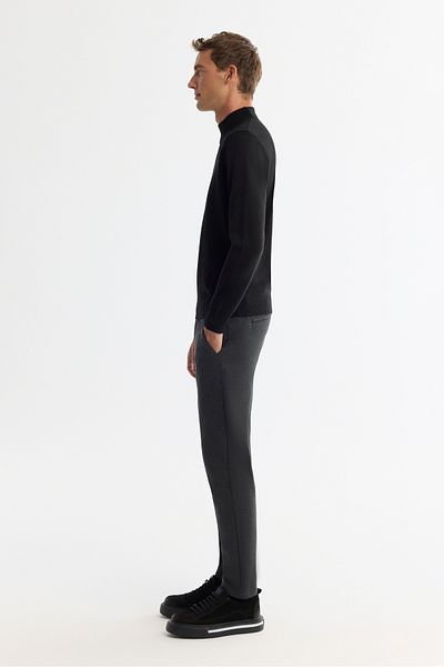 Avva Men's Black Half Turtleneck Jacquard Wool Blended Knitwear Sweater A42Y5021