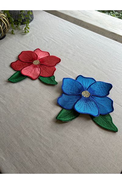 vanilya accessory Red-Blue 2 Magnolia Cocktail Napkins