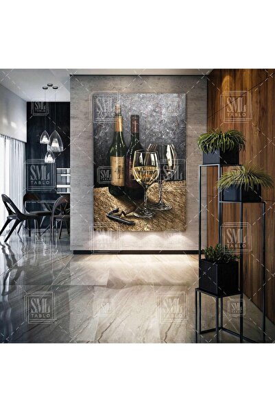 SML TABLO İçki Ve Bardak Içinde Yüzen Balık Kadeh Cafe Bar Restorant Mutfak Dekor Dikey Kanvas Tablo