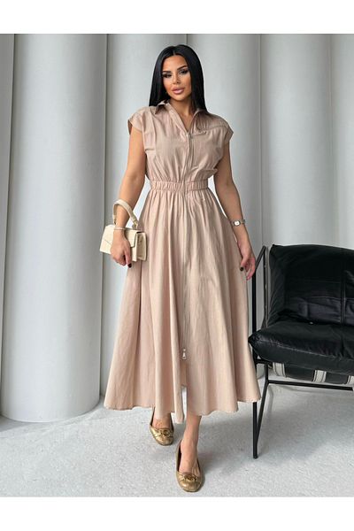 Bak'ap Rochie cu mânecă zero, cu design la tendință, cu fermoar elastic în talie