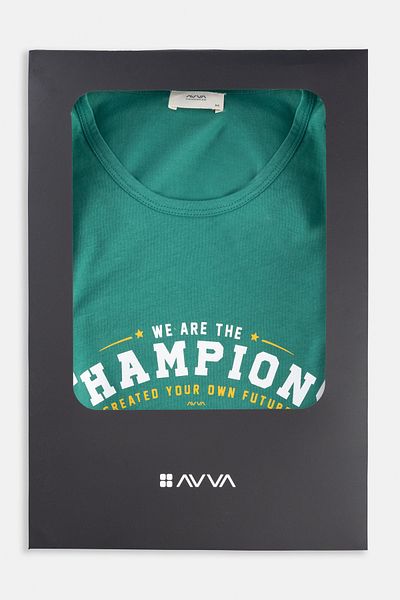 Avva Ανδρικό Green Crew Neck 100% βαμβακερό σορτς με ειδικό κουτί πιτζάμα E 003301