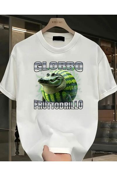 Touz Moda Tung Tung Tung Glorbo Fruttodrillo εμπριμέ πλενόμενο Vintage Unisex Oversize T-shirt