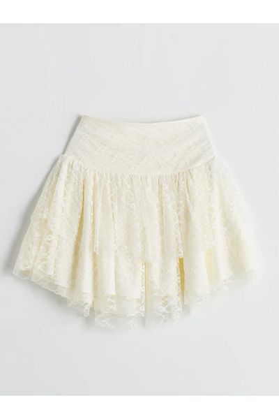 LC Waikiki Lcw Kids Yellow Elastic Waist Ruffled Girl's Tulle Skirt