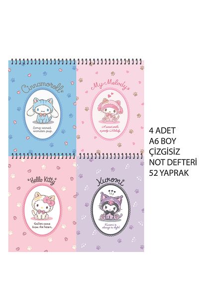nihonwosekai Sanrio Kuromi My Melody Anime A6 Size Notebook Set Unlined 52 Sheets