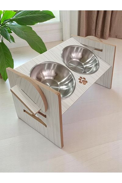 ALFO 4 Stage Inclined Food and Water Bowl with Wooden Stand