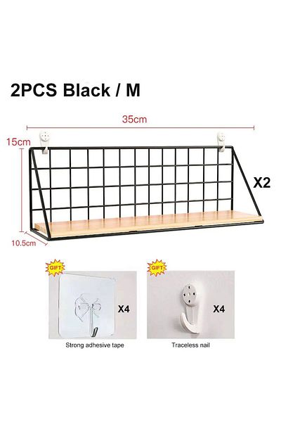 Choice 2pcs Black M Wall Mounted Shelves Without Drilling Wood Hanging Shelf For Living Room Bedroom Storag