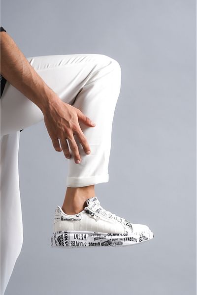 BOA Kb02 Crocodile White Newspaper Men's Shoes