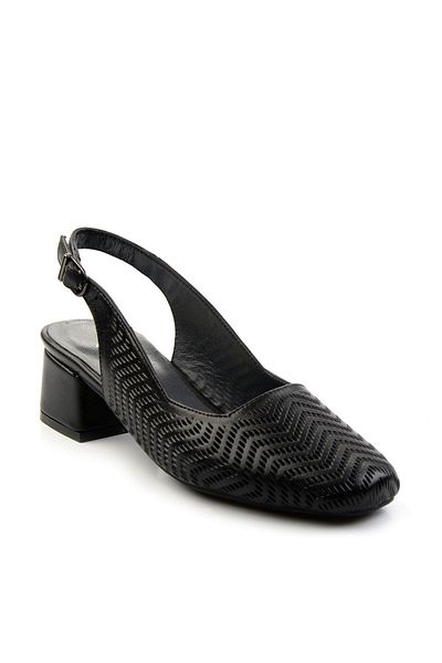 Bambi Black Leather Women's Classic Heeled Shoes K01531252103