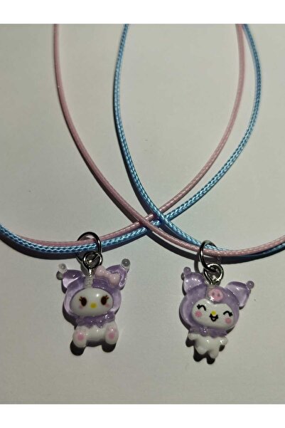 Acousticworld Sevimli Sanrio Kawai Mor Kuromi BF Best Friend Arkadaşlık Kolyesi Aksesuar Şık Hediyelik