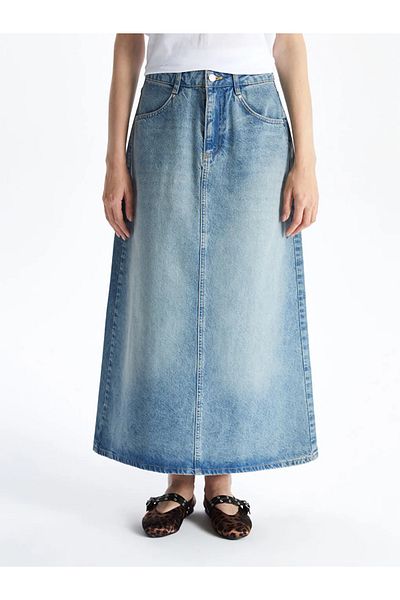 LC Waikiki Fusta de jeans XSIDE albastră cu potrivire standard