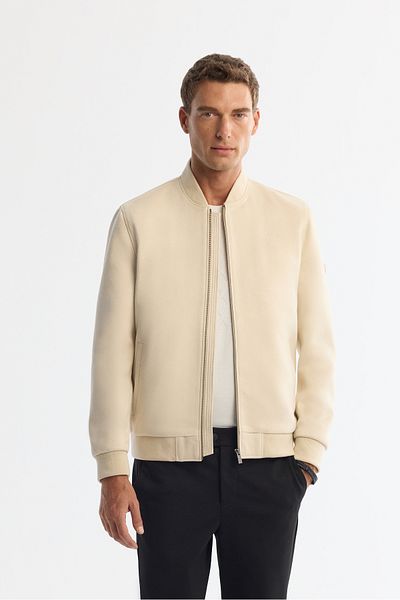 Avva Ανδρικό μπεζ καστόρι με φερμουάρ Look Bomber Thin Coat B 006045