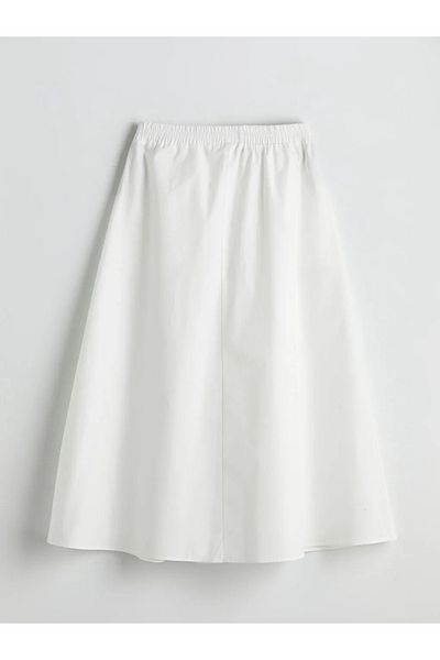 LC Waikiki Xside White Elastic Waist Poplin Skirt