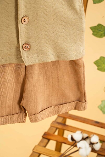 bombe Girl Boy Baby Kids Brown 2-Piece Shorts Suit Cotton Trend Fashion Bottom Top Suit
