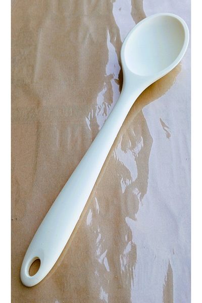 TARIK HOME White 27 cm Ultra Hard Tip High Heat Resistant Silicone Serving Spoon