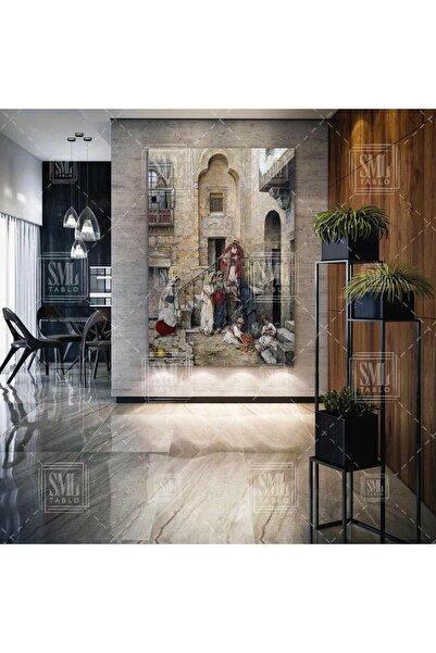 SML TABLO Taş Evler Önünde Sohbet Eden Kadınlar Osmanlı Nostalji Oryantel San...