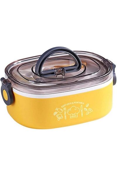 STOREMAX Ezg Bento 600ml Lunchbox Single Steel Lunch Box Lunch Box (Yellow) Ezsnshop 1065757