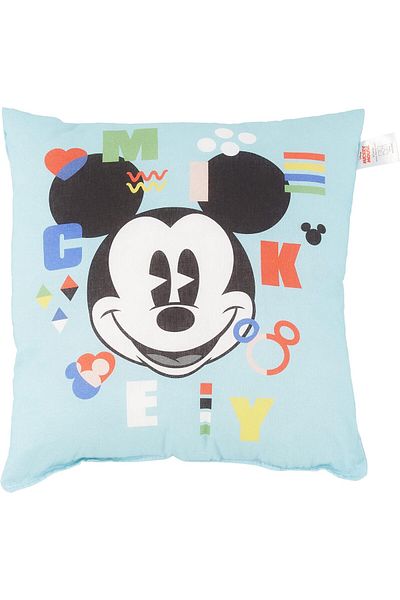 LUXE Mickey Funny Licensed Character Printed 100% Cotton Throw Pillow, Multicolor, 40X40 cm Lxshp 1055529
