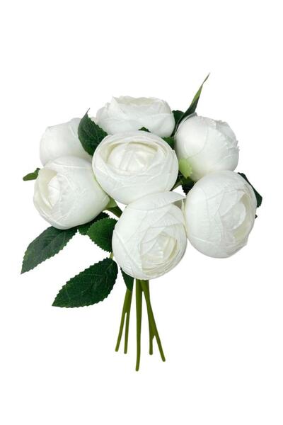 Nettenevime Yapay Çiçek 10lu Süt Beyaz Şakayık Demeti Erengül Gelin Buketi Çiçeği