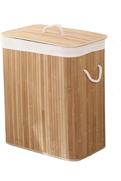 STOREMAX Srt Ecological Bamboo Multi-Purpose Storage Basket with Cotton Cloth Inner Lining with Lid and Rope Handle m