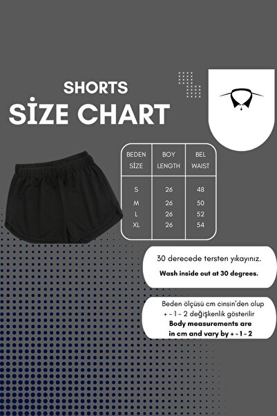 DUBU BUTİK Nasa Bermuda Penye Şort  Siyah Baskılı Kordonlu Baskılı