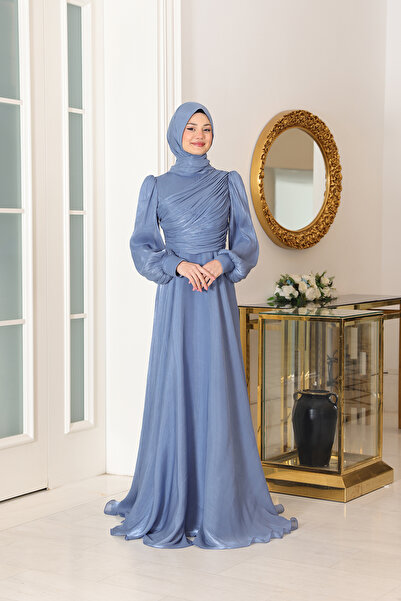Modarafta Pırıl Pırıl Organze Şıklığı Bahar Tesettür Abiye Elbise