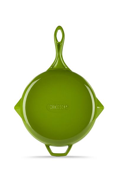 HOSSE Green Double Handle 28 cm Round Cast Iron Grill Pan