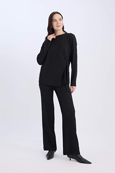 DeFacto Beli Lastikli Bürümcük Pantolon Wide Leg Geniş Bol Paça C0200AX25SP