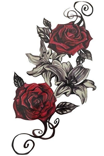 TAKIŞTIR Geçici Gül Figürlü Büyük Boy Dövme Tattoo