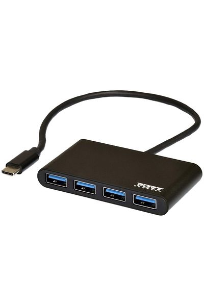 PORT DESIGNS Hub USB Port Designs 900123, 4 porturi USB 3.0, conexiune Type-C, Negru