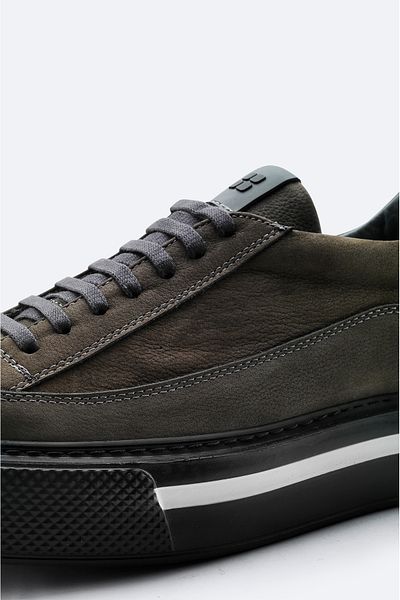 Avva Men's Anthracite 100% Leather Laced Flexible Sole Casual Shoes A42Y8001