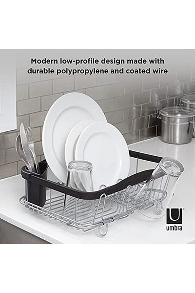 LUXE Multi-Use Dish Rack Black Sinkin Multi-Functional Dish Stand Black/Nickel, Metal, Large Lxshp 1