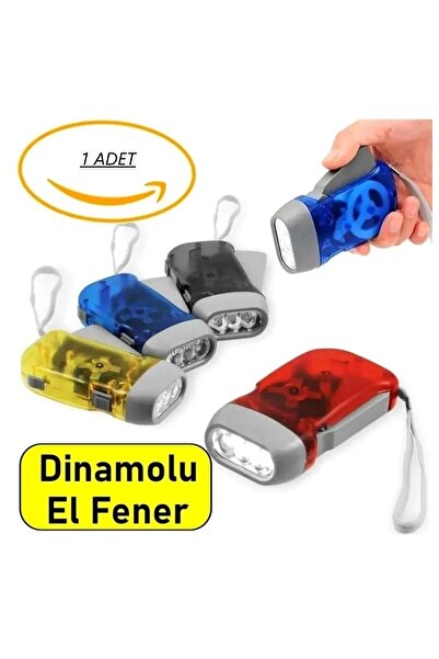 OnlyTech Deprem Çantası Feneri 1 Adet Dinamolu 3 Ledli Pilsiz Kendinden Şarjl...