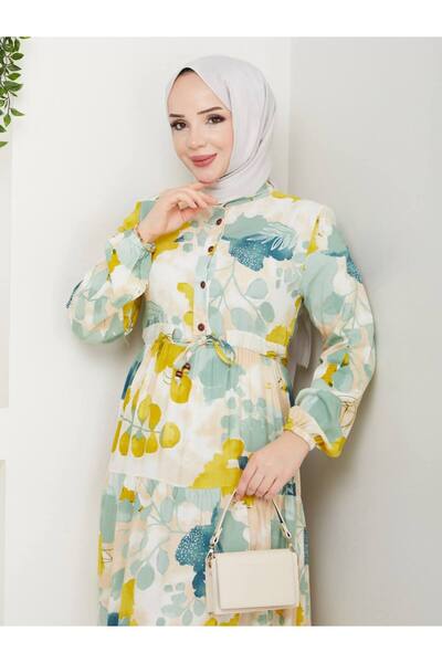 QUAWEAR Φόρεμα με στρογγυλή λαιμόκοψη με κορδόνι σε όλο το μήκος